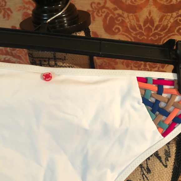 Red Carter White Bikini Bottom with Crisscrossing - Picture 6 of 6
